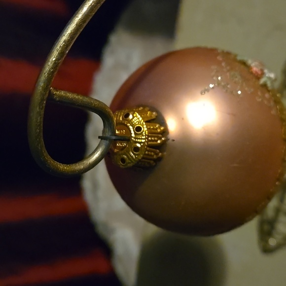 Vintage Glass Ornament  embroidery and gold glitter embellished German - Picture 4 of 4